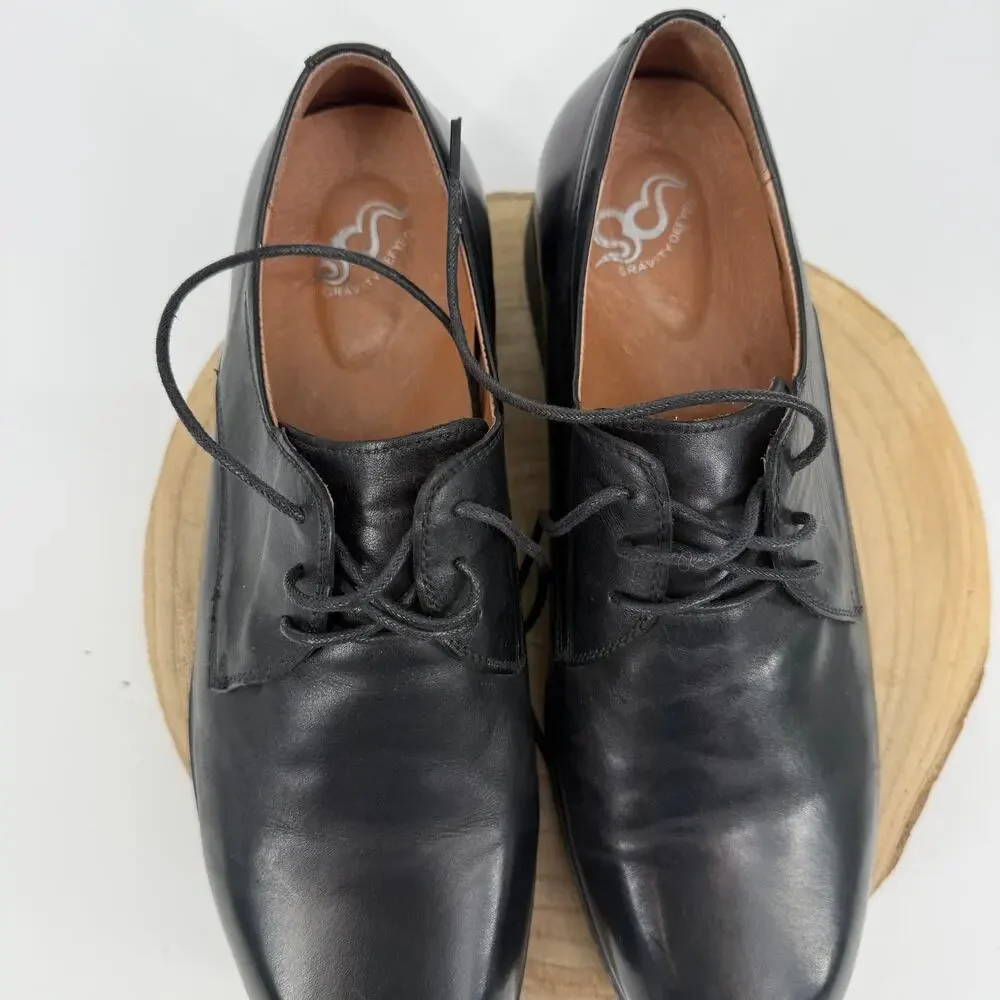 G-Defy Mens Martin Oxford Dress Shoes 12 Black Leather Orthotic Classic